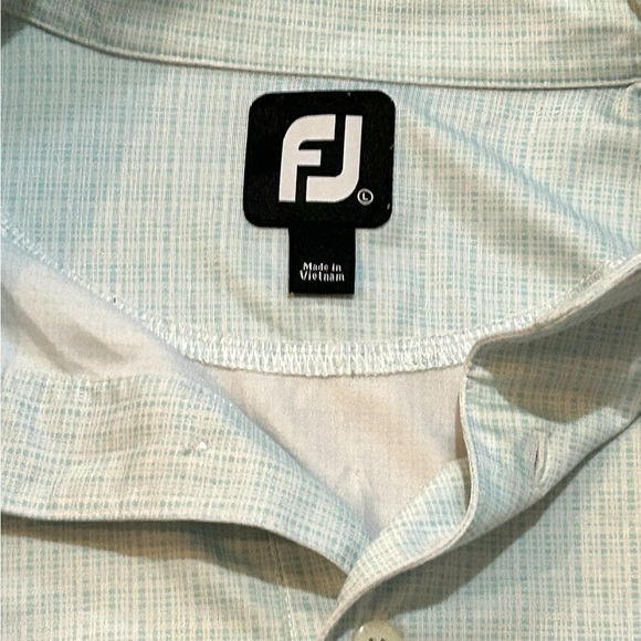 Footjoy Polo Shirt Mens L Blue Plaid Golf FJ Stretch Wicking Pullover - Picture 2 of 5
